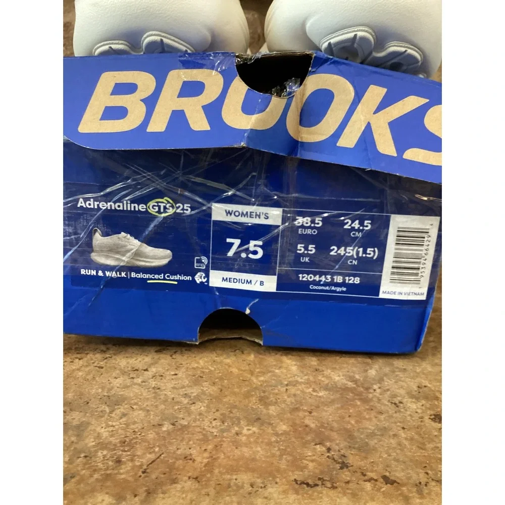 Brooks Adrenaline GTS 25 Womens Size 7.5 Coconut Argyle Running Shoes New